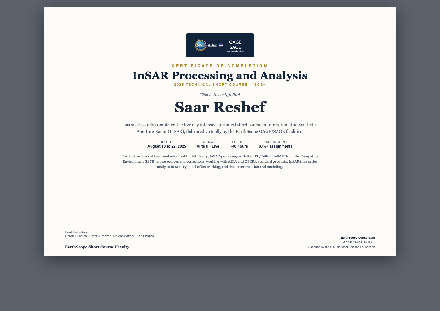 InSAR ISCE+ certificate
